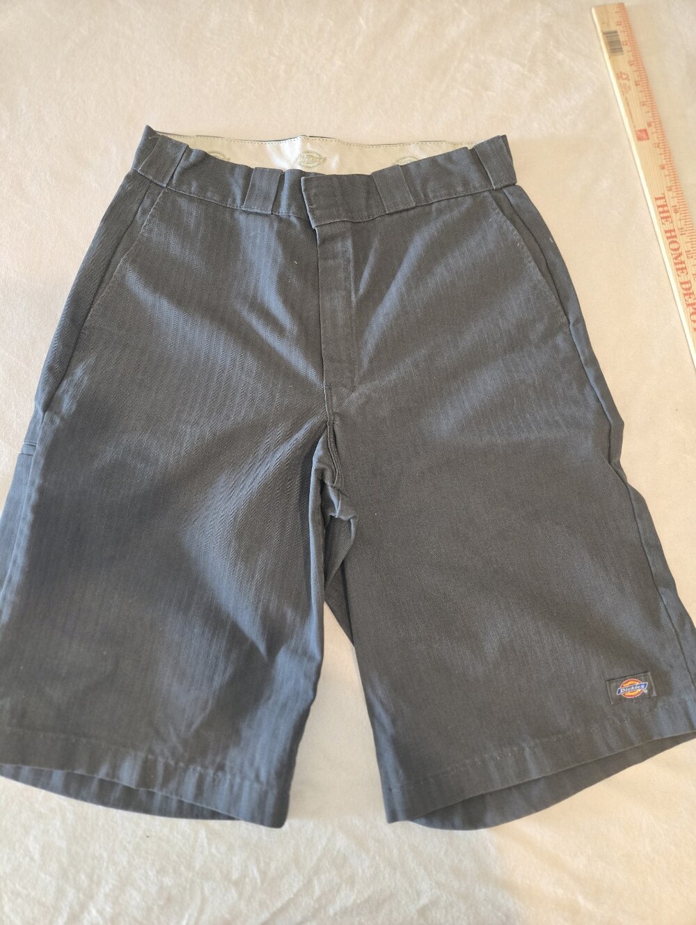 Dickies Black Work Shorts with Subtle Pinstripe
